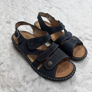 FINN COMFORT Women's Sandals Size 40 D Blue Leather Comfort Platform Open Toe